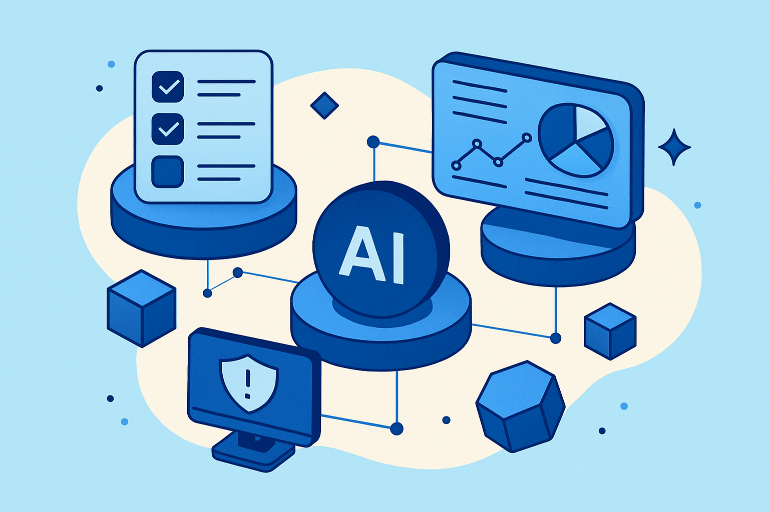 AI procurement vendor evaluation and risk monitoring illustration