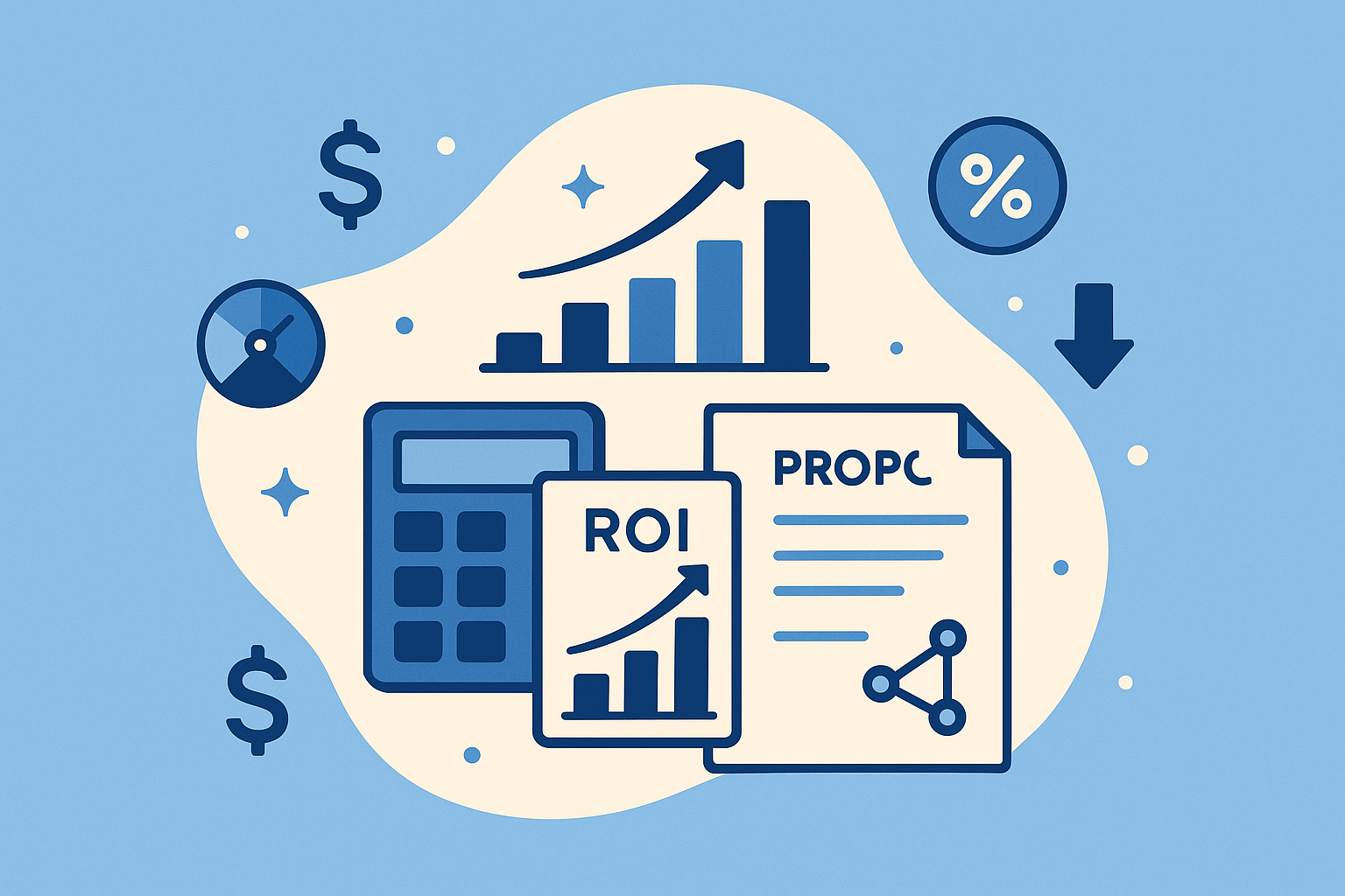 ROI framework for AI proposal automation showing cost savings and revenue impact